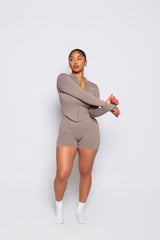 Taupe Latte Jacket & Shorts Set